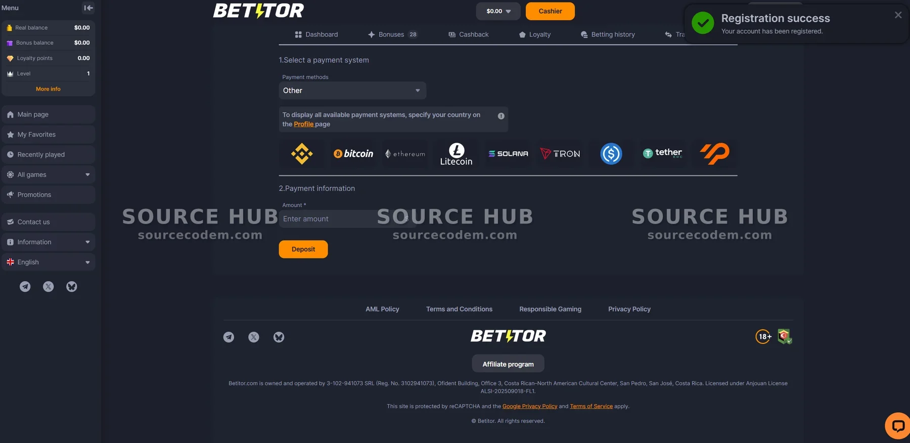 支持BTC和USDT的加密货币赌场支付充值通道配置