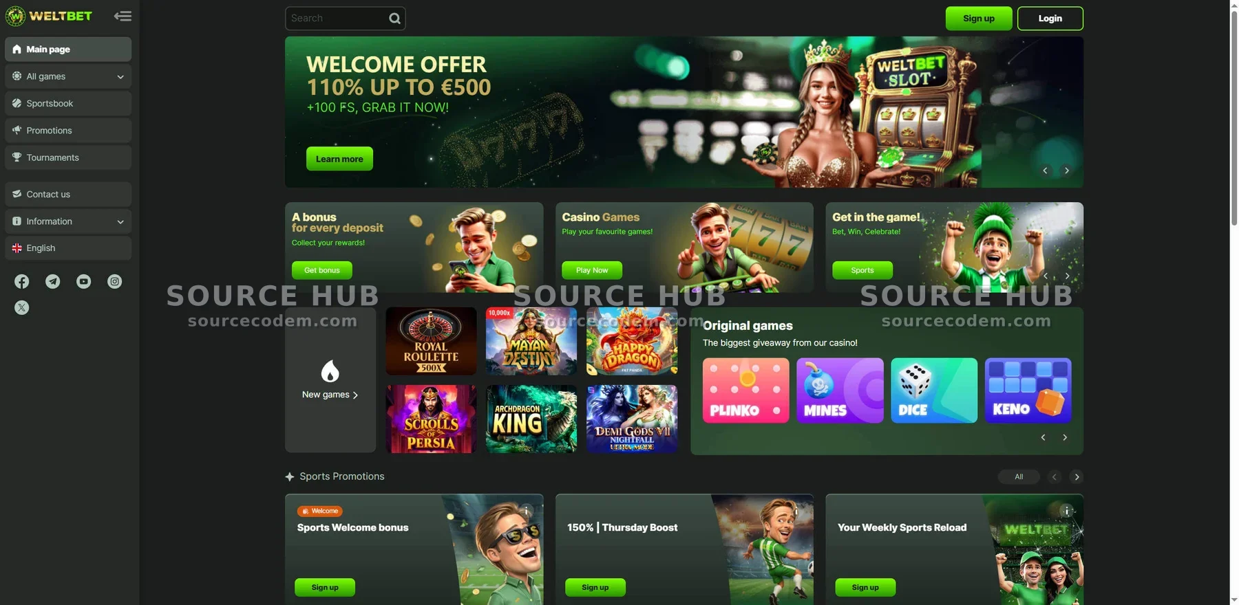 欧美体育综合盘源码/内置Plinko扫雷哈希游戏/多币种混合支付网关/Weltbet巴西菠菜盘口