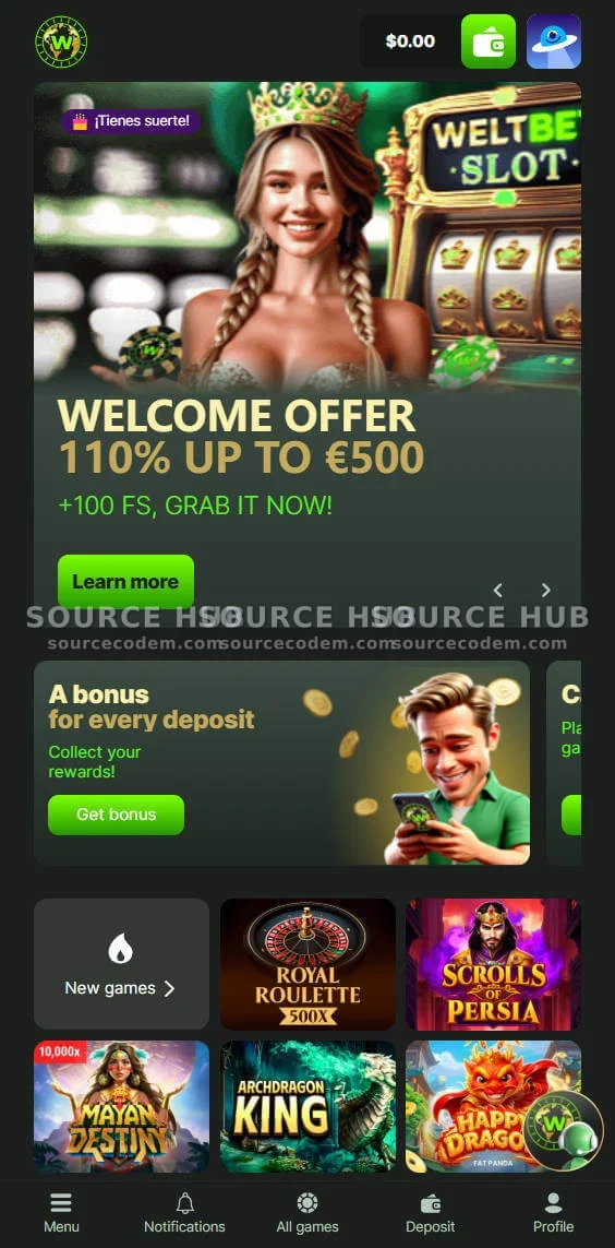 移动端H5首页110%首充迎新活动UI源码