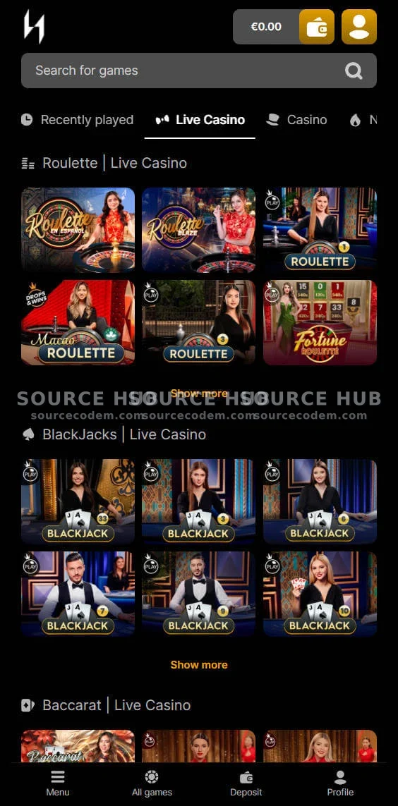 H5手机端真人视讯百家乐与轮盘列表