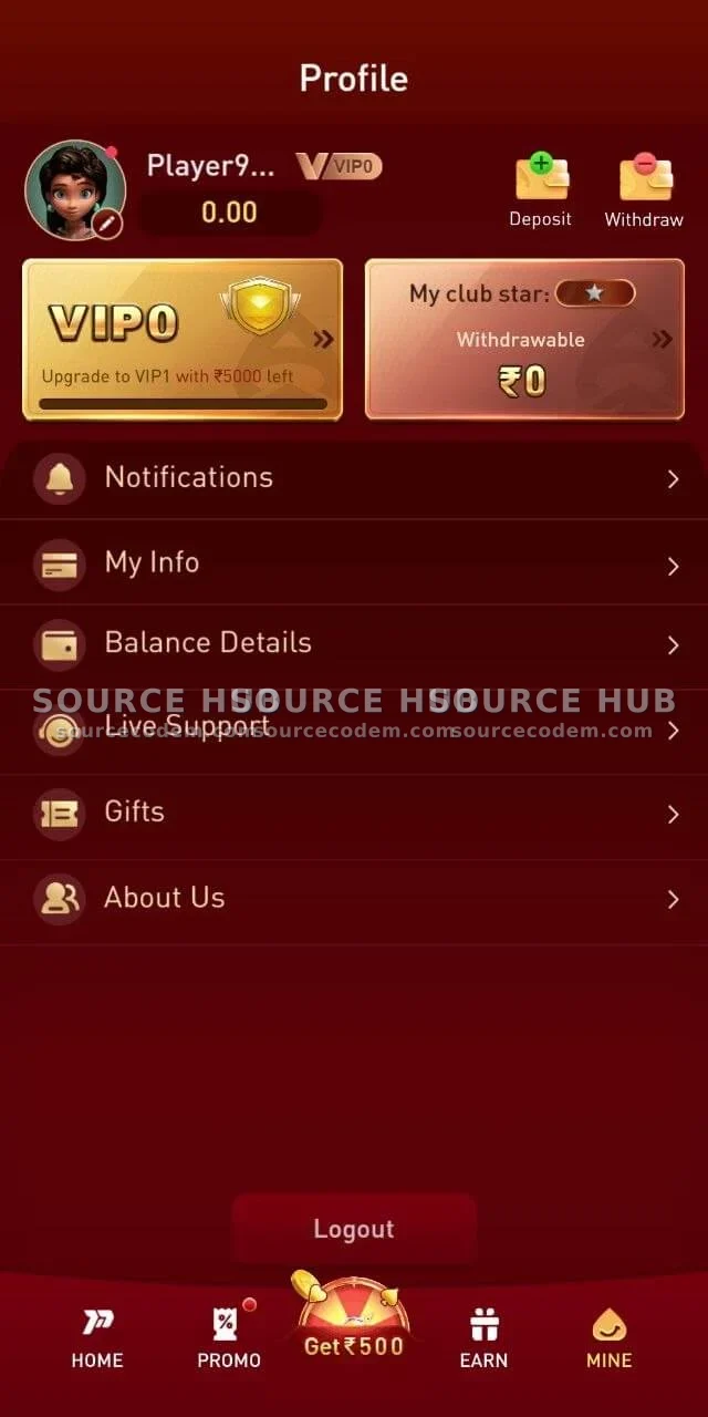 印度真金玩家VIP晋级与个人中心系统